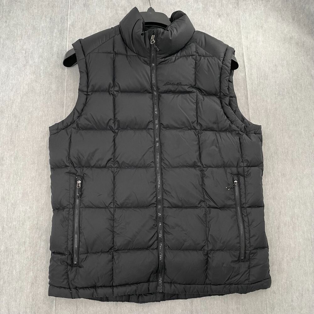 Eddie Bauer Vest Adult Medium Black Down Duvet Puffer Quilted Insulated Mens M